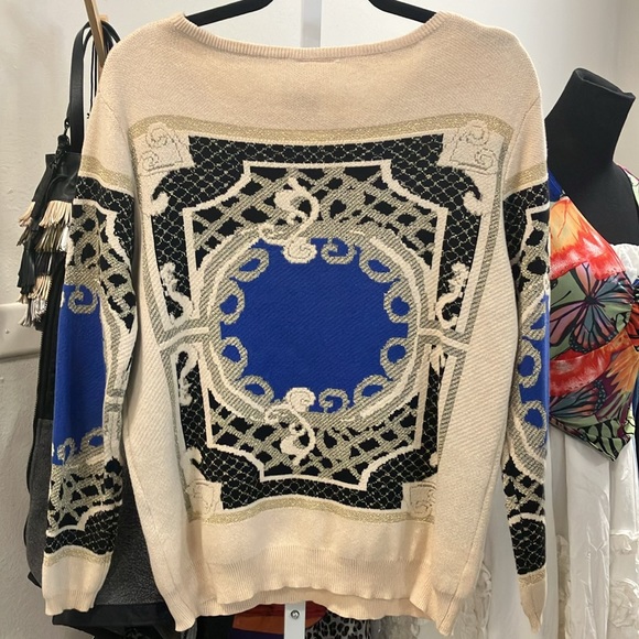 Dream State metallic retro flower baroque patterned sweater size M - Picture 7 of 9